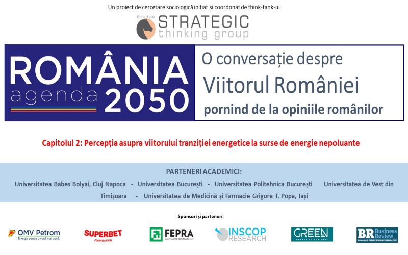 IUNIE 2022 – Sondaj de opinie  Proiect: AGENDA ROMÂNIA 2050. O conversație despre viitorul României. Capitolul 2: Percepția asupra viitorului tranziției energetice la surse de energie nepoluante