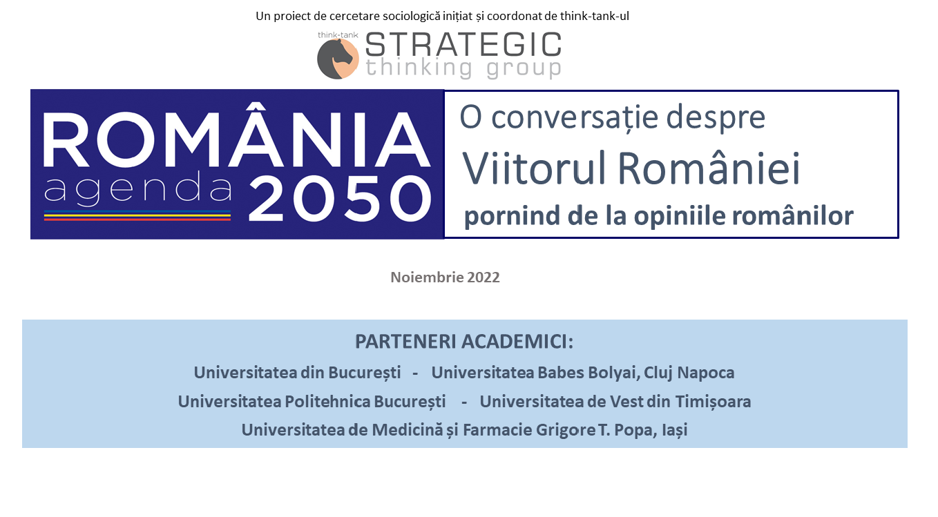 NOIEMBRIE 2022 – SONDAJ NAȚIONAL Agenda România 2050. O conversație despre viitorul României. De la opiniile românilor, la evaluările experților